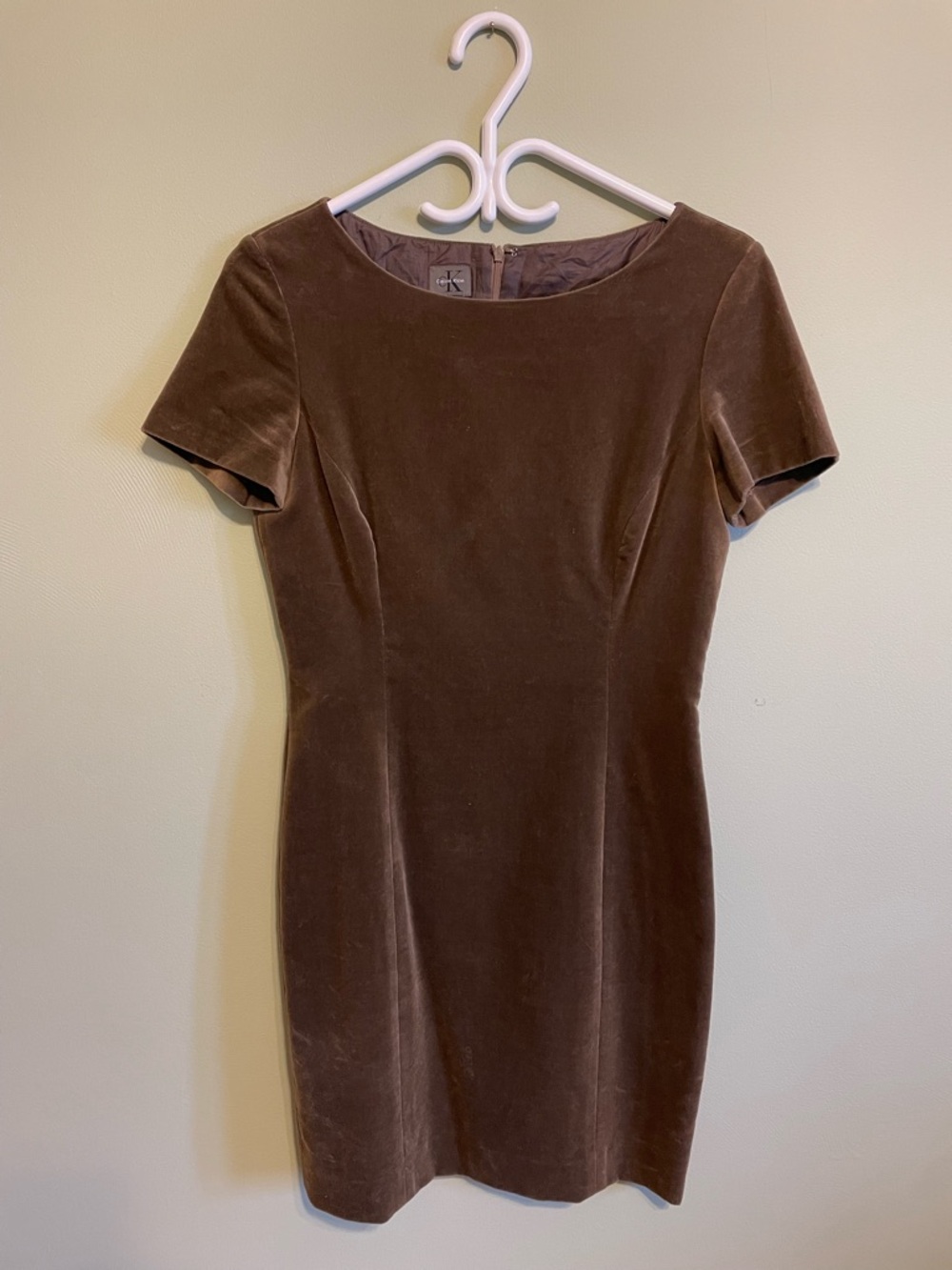 Calvin Klein Brown Velvet Mini Sheath Dress